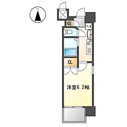 パルティール城西 1Kの間取図画像