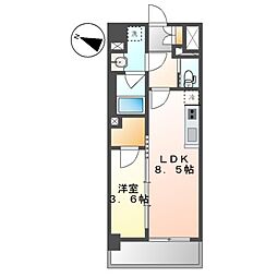 名古屋市名東区貴船1丁目マンション 1LDKの間取図画像