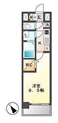 プレサンスジェネ鶴舞 1Kの間取図画像