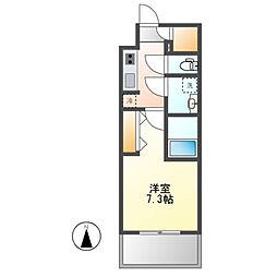 S-RESIDENCE亀島駅前ascent 1Kの間取図画像