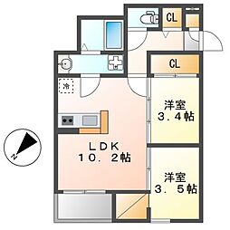 REGALESTルミナス黄金 2LDKの間取図画像