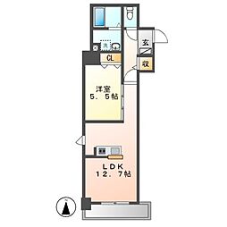 ヴェルドュアルテ 1LDKの間取図画像