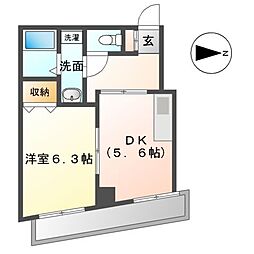 パルコート伊勢山 1DKの間取図画像