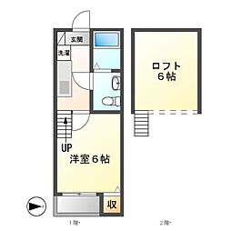 LamaisonY's本陣 1Kの間取図画像