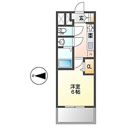ディアレイシャス名古屋大須通 1Kの間取図画像