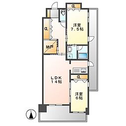 ソレイユ徳川 2SLDKの間取図画像