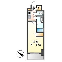 エスリード新栄プライム 1Kの間取図画像