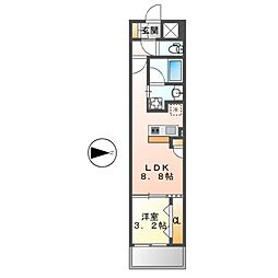 プレサンスロジェ上前津駅前 THE RESIDENCE 1LDKの間取図画像