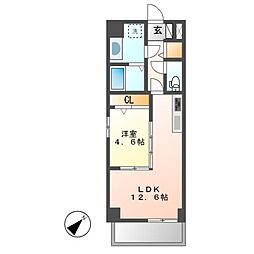 グランデューク松原クオーレ 1LDKの間取図画像