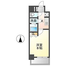 メイクスアート太閤通 1Kの間取図画像