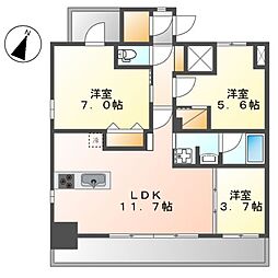S-RESIDENCE名古屋菊井aline 3LDKの間取図画像