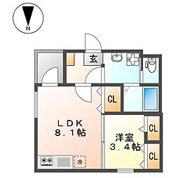 ハーモニーテラス上石川町5 1LDKの間取図画像