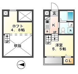 フェリオ平安通 1Kの間取図画像