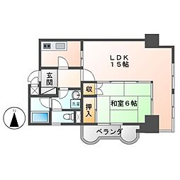 錦ハーモニー 1LDKの間取図画像