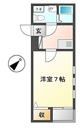 プランドール・エス 1Kの間取図画像