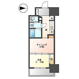 パークアクシス名古屋山王橋 1DKの間取図画像