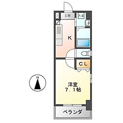 アールズタワー池下西 1Kの間取図画像