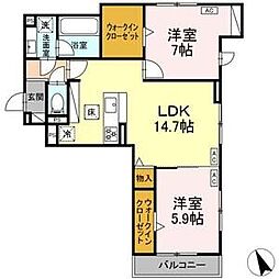 名古屋市中川区荒江町アパート 2LDKの間取図画像