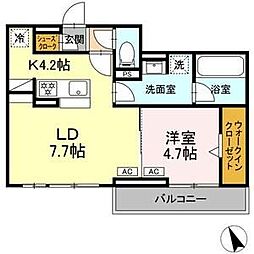 名古屋市中川区荒江町アパート 1LDKの間取図画像