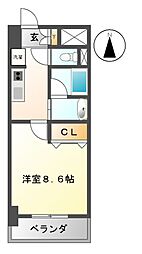 レジディア高岳 1Kの間取図画像