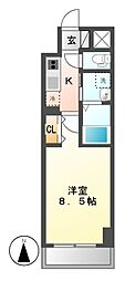 プランドール那古野 1Kの間取図画像