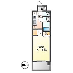ラドゥセール黒川2 1Kの間取図画像