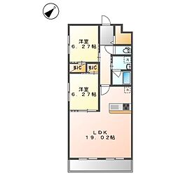 名古屋市千種区千種2丁目マンション 2LDKの間取図画像