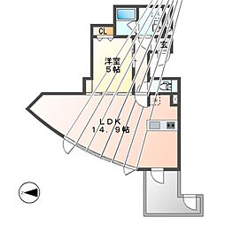 WESTIN上前津 1LDKの間取図画像