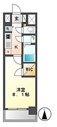 プレサンスジェネ丸の内 1Kの間取図画像
