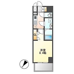 エスリード大曽根プレシャス 1Kの間取図画像
