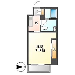 グランデ浅間町 1Kの間取図画像