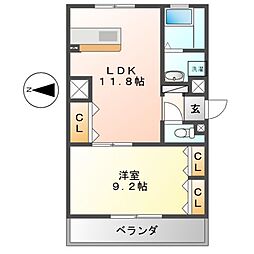 ドリーム松原 1LDKの間取図画像