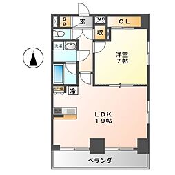 プレディアスタイル白川公園 1LDKの間取図画像