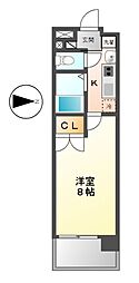パルティール上前津 1Kの間取図画像