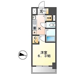 プレサンス金山グリーンパークス 1Kの間取図画像