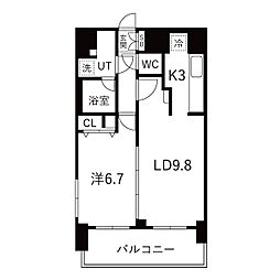 プレサンス名古屋STATIONアブソリュート 1LDKの間取図画像