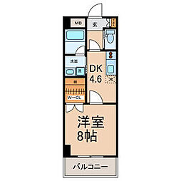 カーサビアンカ黒川 1DKの間取図画像