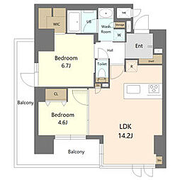 S-RESIDENCE徳川altano(アルターノ) 2LDKの間取図画像