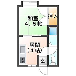 スリーウェイブ 1DKの間取図画像