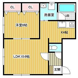 シャルル3 1LDKの間取図画像