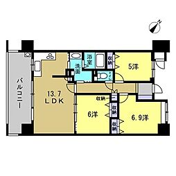 クレアセトル呉本通 3LDKの間取図画像