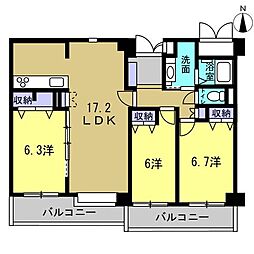 井口台パークヒルズ弐番館 3LDKの間取り