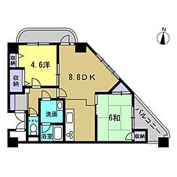 グラン・ドムール府中 2LDKの間取図画像