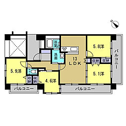 Jシティ呉中央 4LDKの間取図画像