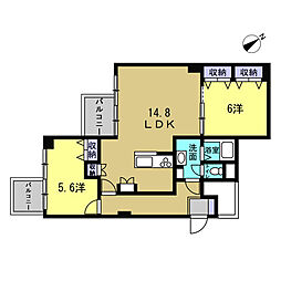 宇品シーサイドマンション 2LDKの間取図画像