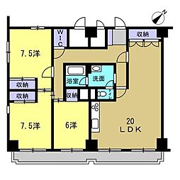 オアシスマンションプレジデント山陽 3LDKの間取図画像
