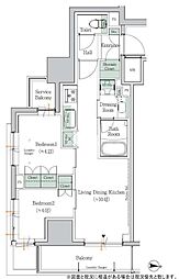 東京メトロ丸ノ内線 中野富士見町駅 徒歩10分の賃貸マンション 2階2LDKの間取り