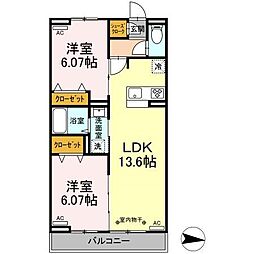 JR総武線 西荻窪駅 徒歩10分の賃貸アパート 1階2LDKの間取り
