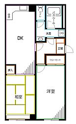 JR中央本線 荻窪駅 徒歩12分の賃貸マンション 1階2DKの間取り