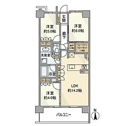 西武新宿線 井荻駅 徒歩11分の賃貸マンション 3階3LDKの間取り